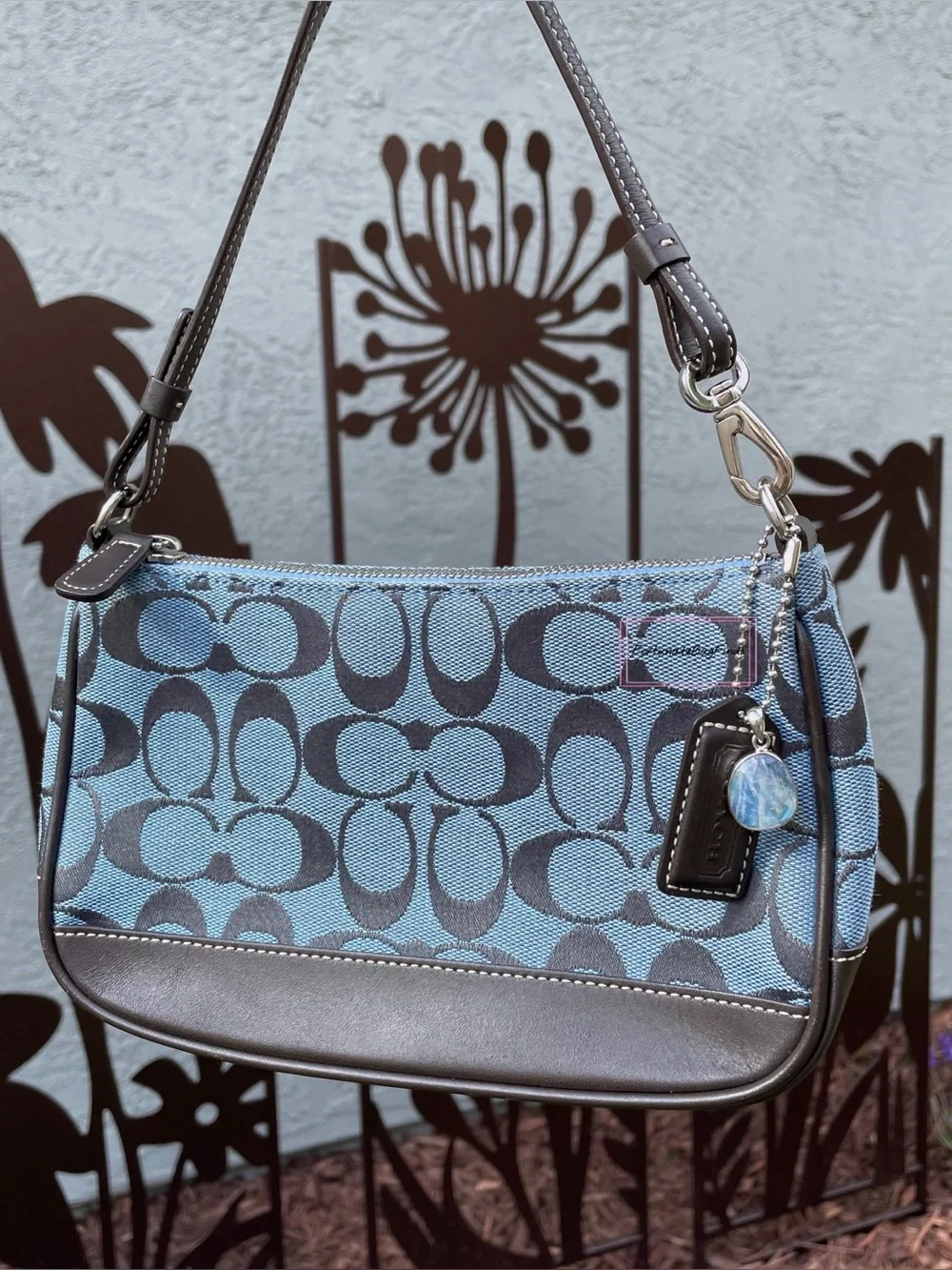 Y2K Vintage Coach 6094 Demi Mini Bag Cadet Blue Brown 2000s Coach Purse